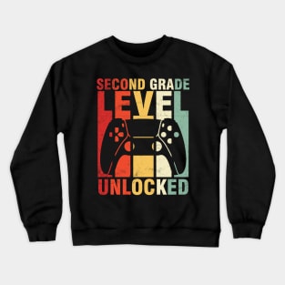 Gamer Student Second Grade Level Unlocked Back To School Day Crewneck Sweatshirt